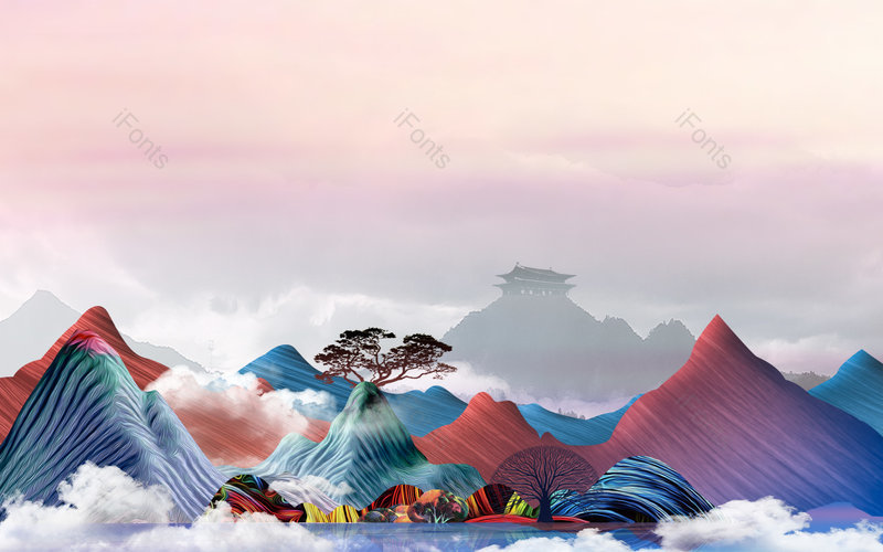 意境中国古风山水装饰海报背景设计,插画/手绘图,插画/手绘图库,插画/手绘图下载,插画/手绘
